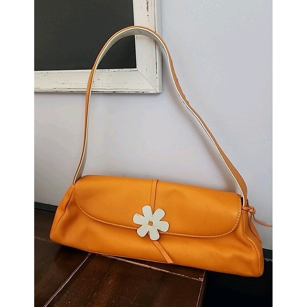 Rolfs Leather Orange Y2k Purse Bag Flower Hippie Power 70s Artsy Hippy